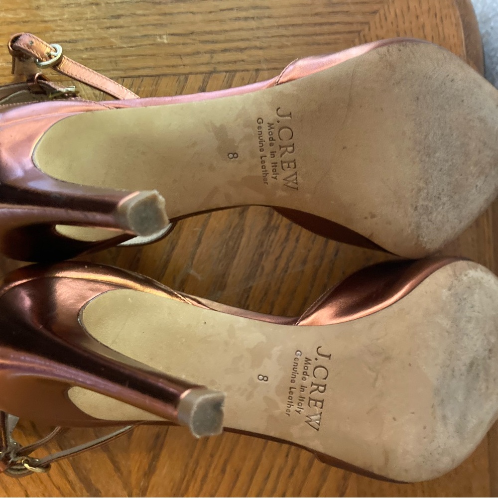 J. CREW Coppertone Metallic Heels With Dual Ankle Straps. Size 8. - Picture 9 of 9
